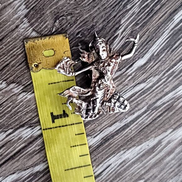 925 Sterling Silver Vintage Siam Thai Dancer Clip On Earrings - Picture 4 of 7